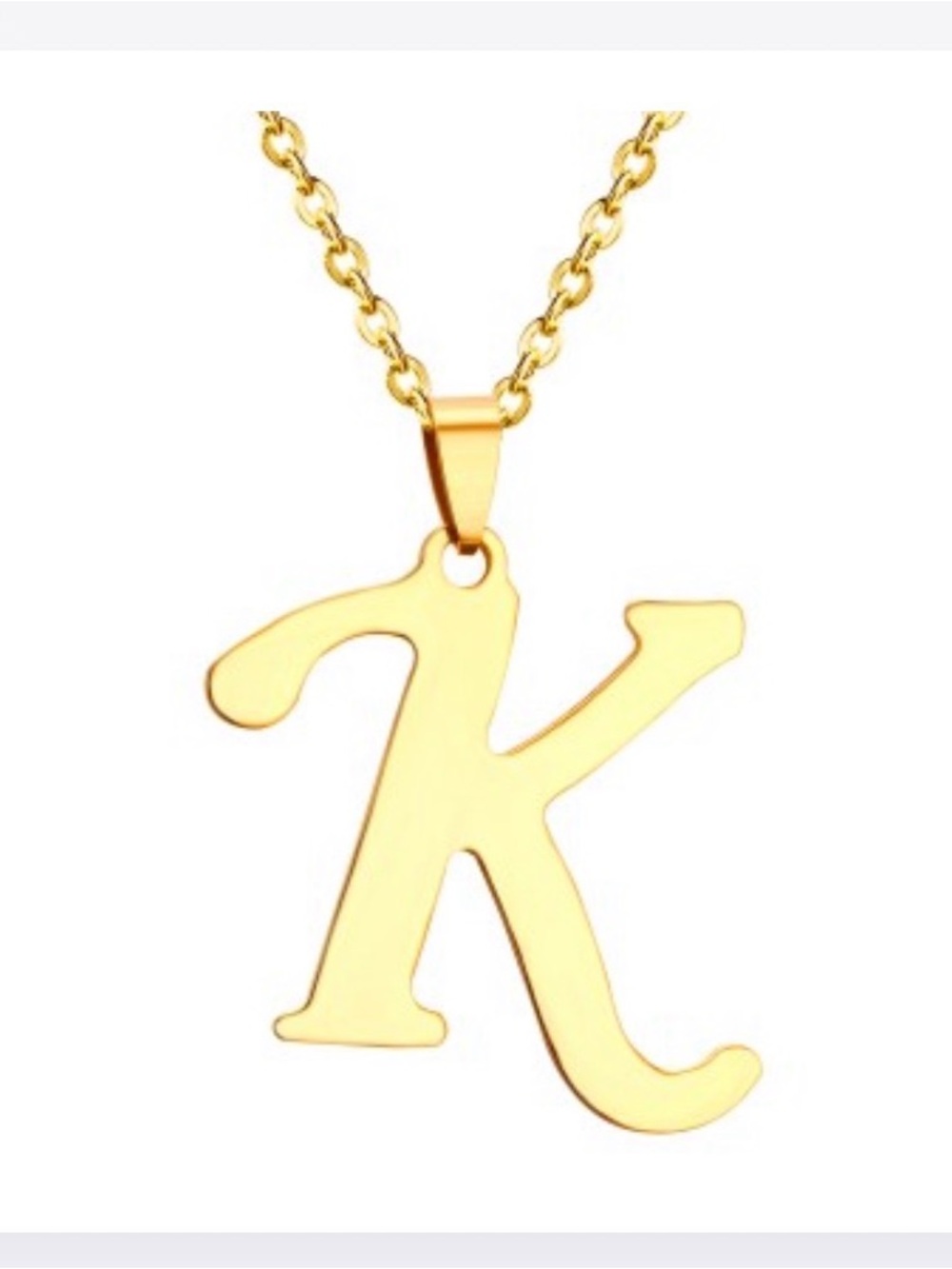 Initial, Letter K, Pendant Necklace, 14K Gold over Sterling Silver